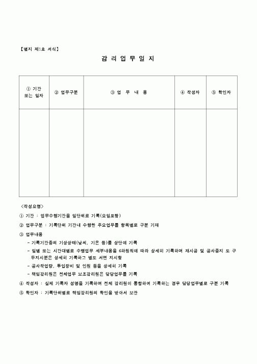 (인사/노무)감리업무일지