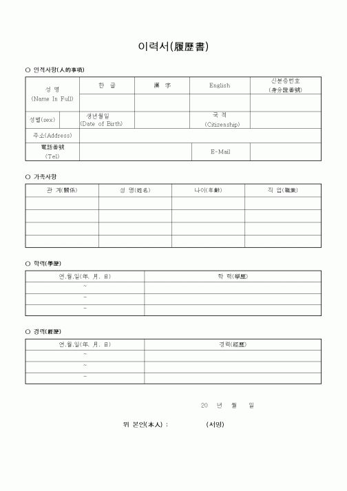 이력서(履歷書)