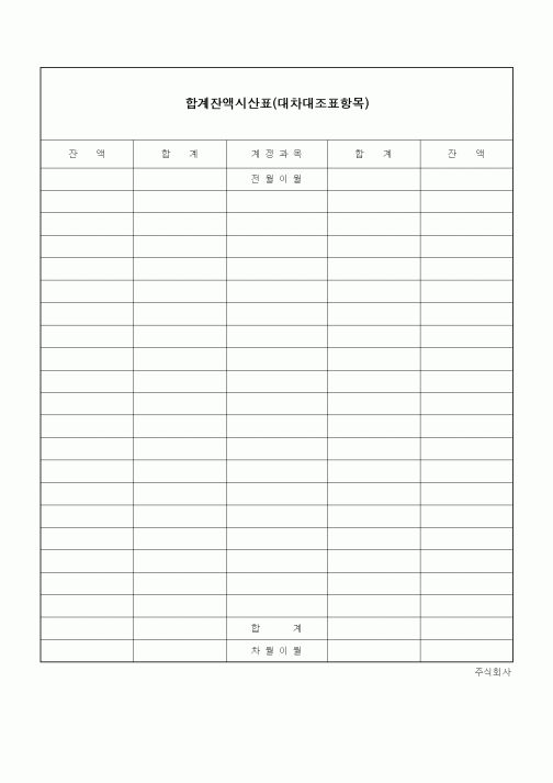 (경리)합계잔액시산표(대차대조표항목)