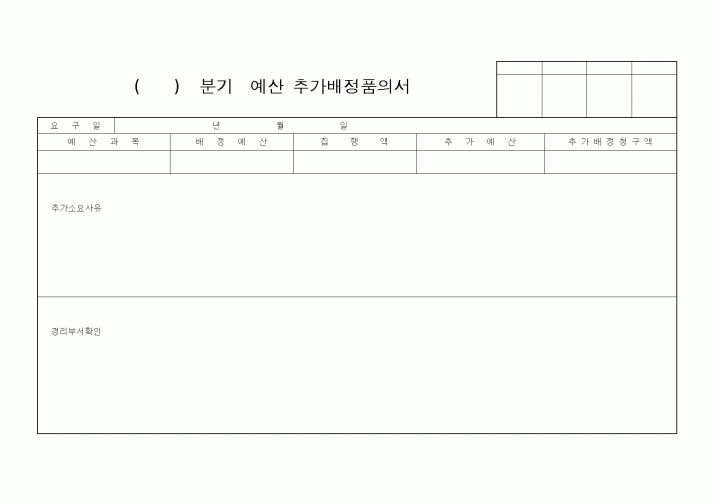 (기타)()분기 예산 추가배정품의서