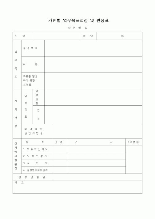 (총무)개인별 업무목표설정 및 판정표