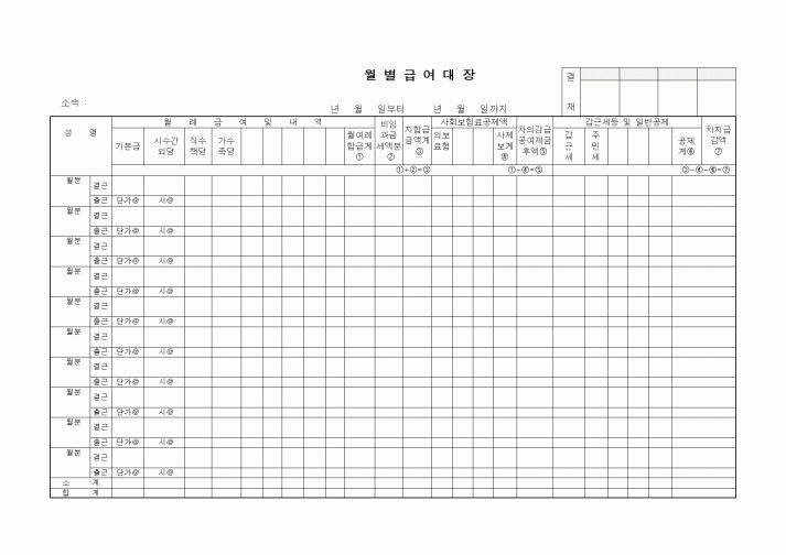 (인사/노무)월별급여대장