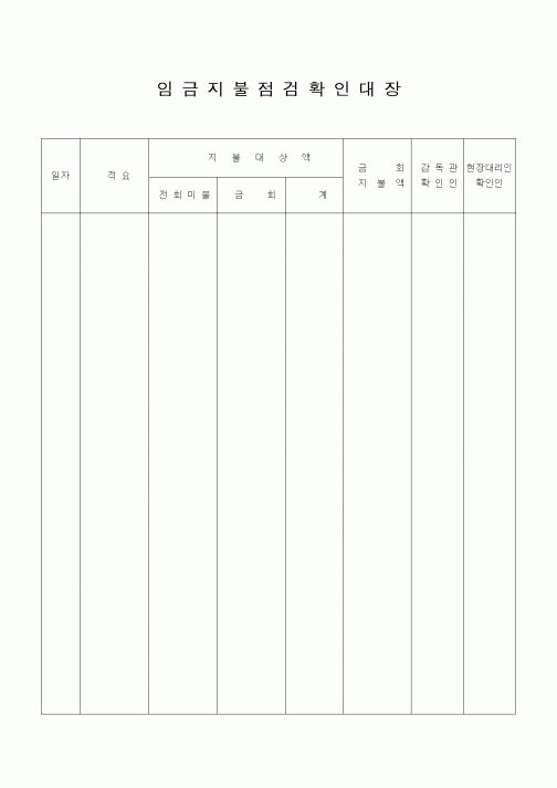 (은행/금융)임금지불점검확인대장
