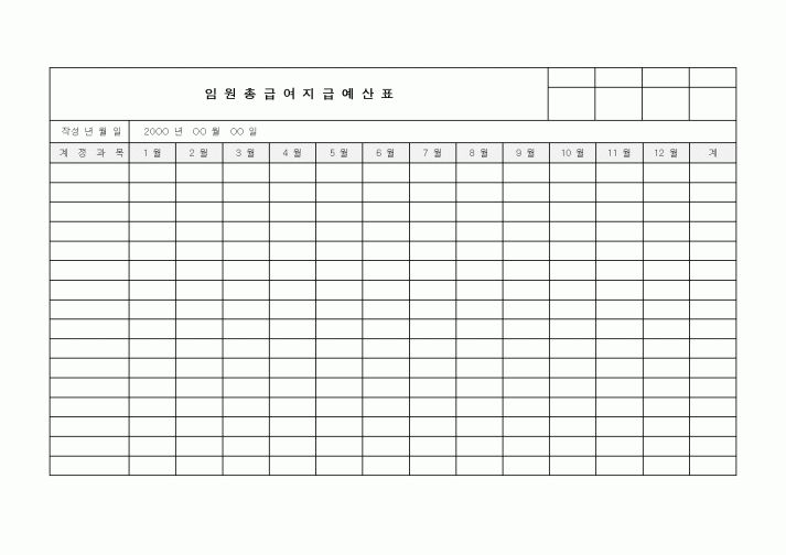 (인사/노무)임원총급여지급예산표