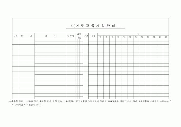 (인사/노무)교육계획관리표