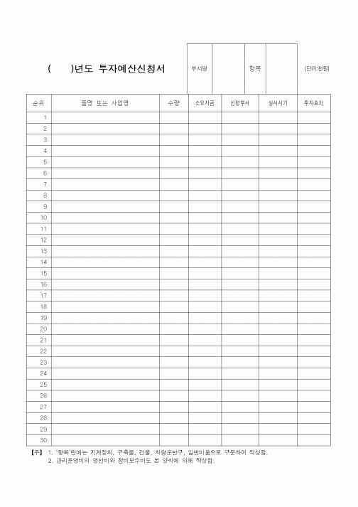 (경영)투자예산신청서