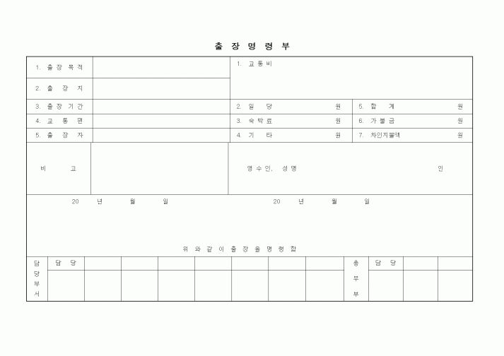 (인사/노무)출장명령부