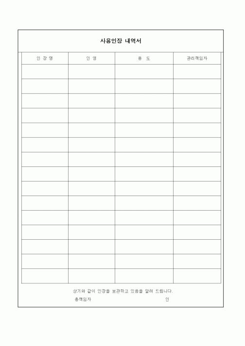 (기타)사용인장 내역서