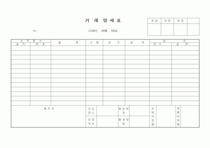 (금전대차)거래명 세 표