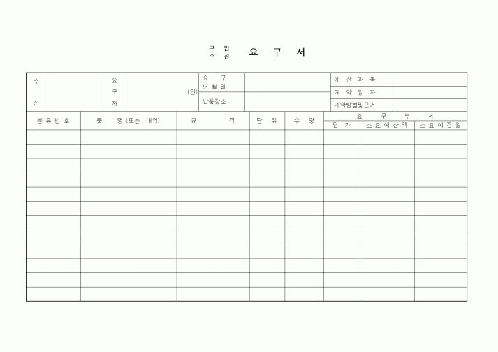 (영업)구입,수선 요구서