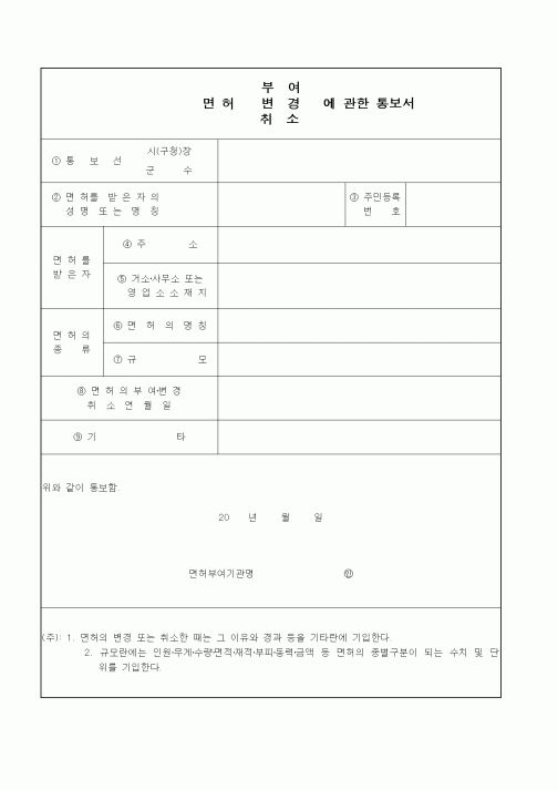 (기타)면허변경에관한통보서
