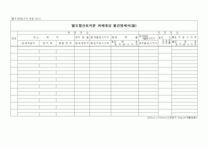 (기타)별도합산토지분 과세대상 물건명세서