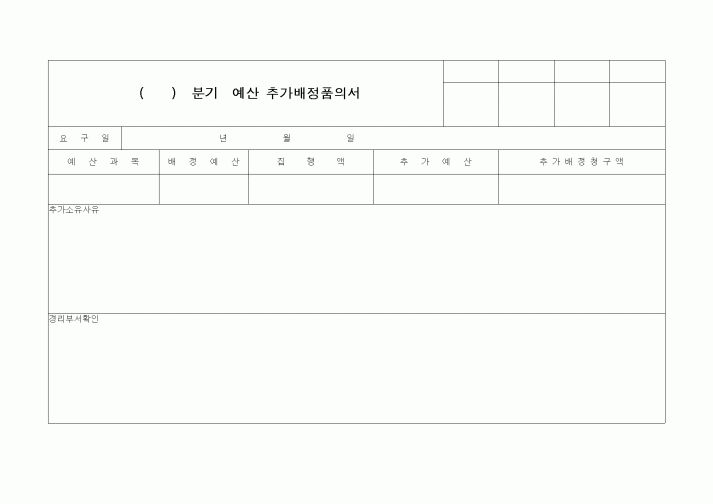 (세무/회계)분기 예산 추가배정품의서