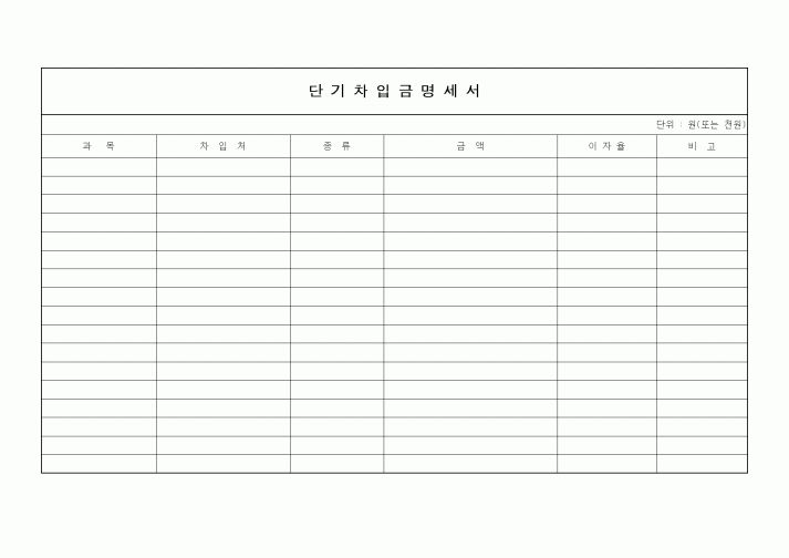 (세무/회계)단기차입금명세서4