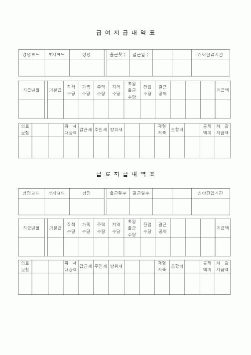 (기타)급여지급내역표