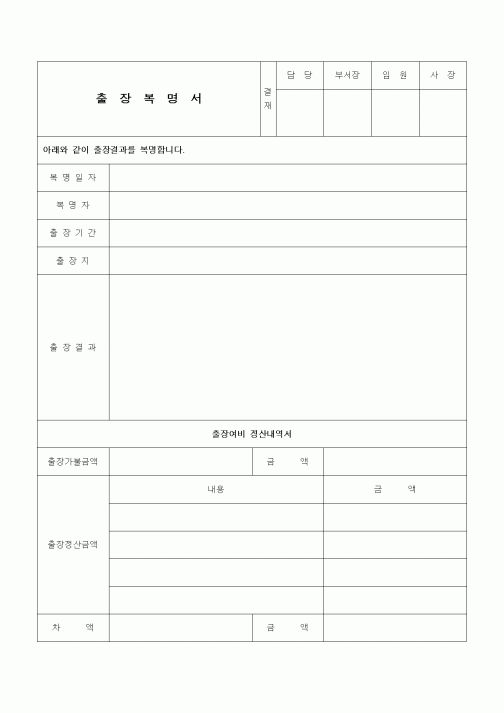 (인사/노무)출장복명서