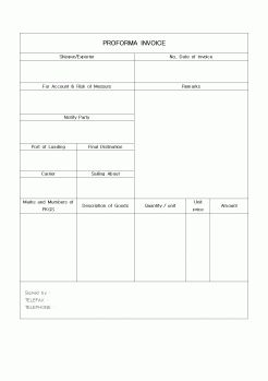 (계약서/견적서)PROFORMA INVOICE(견적송장)