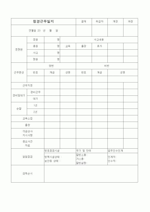 (기타)청경근무일지