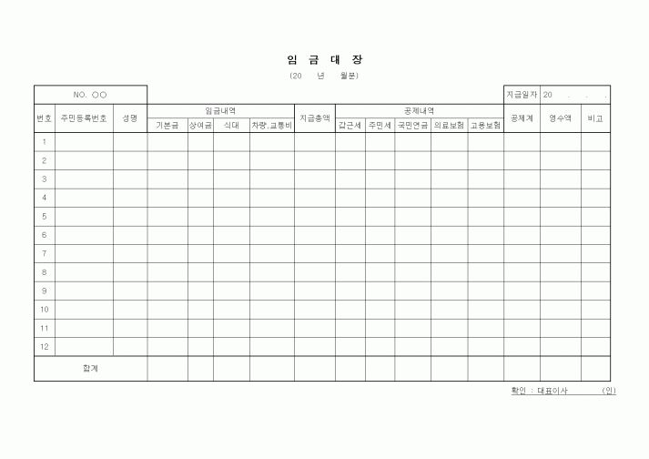 (인사/노무)임금대장1