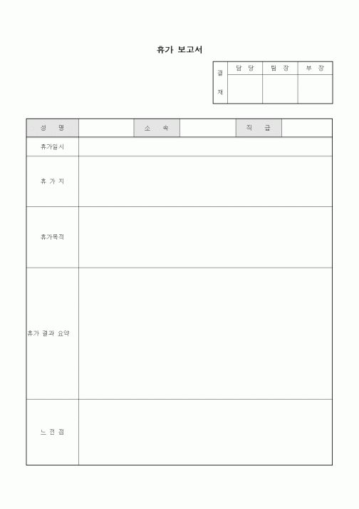 (인사/노무)휴가 보고서