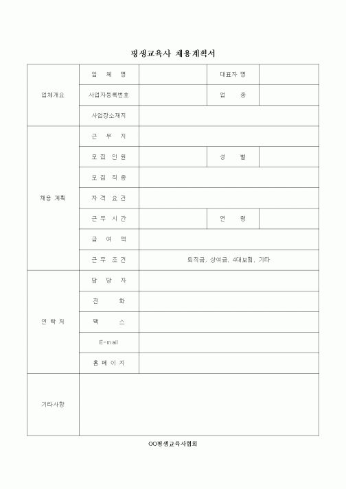 (인사/노무)평생교육사 채용계획서1