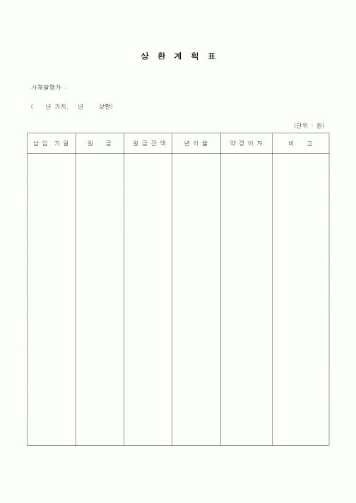 (경영)사채 상환 계획표