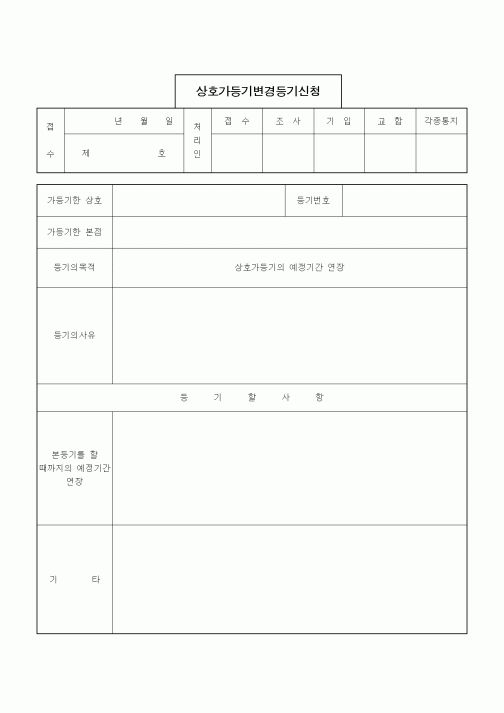 (경영)상호가등기변경등기신청(예정기간 연장)