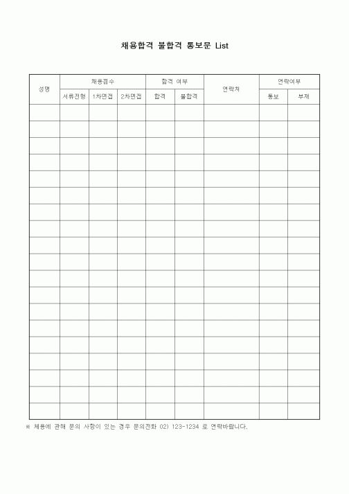 (인사/노무)채용합격 불합격 통보문 List