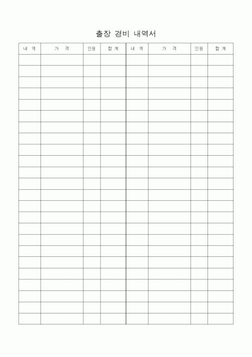 (경리)출장 경비 내역서