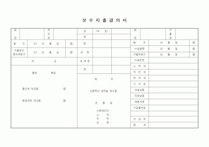 (경리)보수지출 결의서