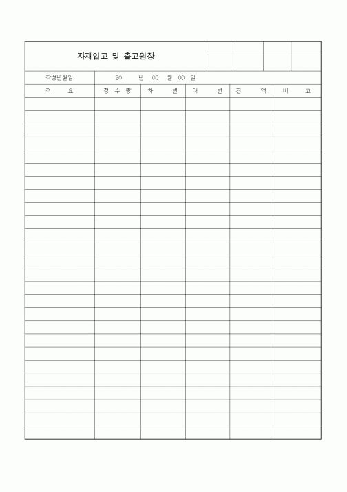 (제조/생산)자재입고 및 출고원장