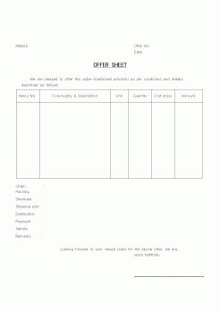 (무역/수출입)OFFER SHEET