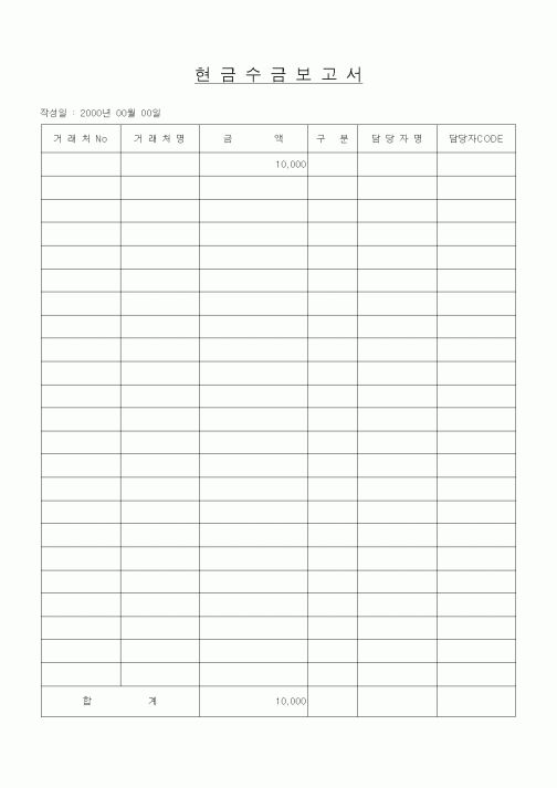 (경리)현금수금보고서