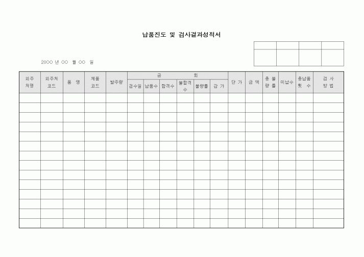(구매/외주서식)납품진도 및 검사결과성적서