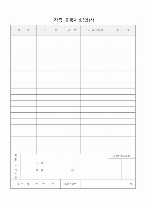 (경리)각종 물품지출(입)서