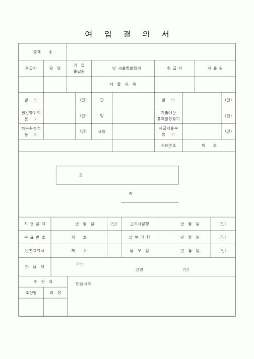 (경리)여입결의서