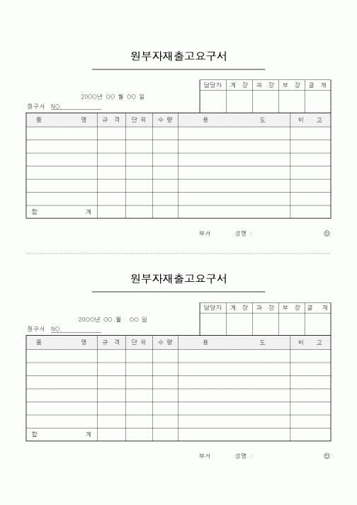 (경리)원부자재출고요구서