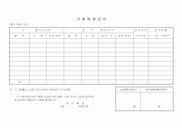 (무역/수출입)가득액계산서1