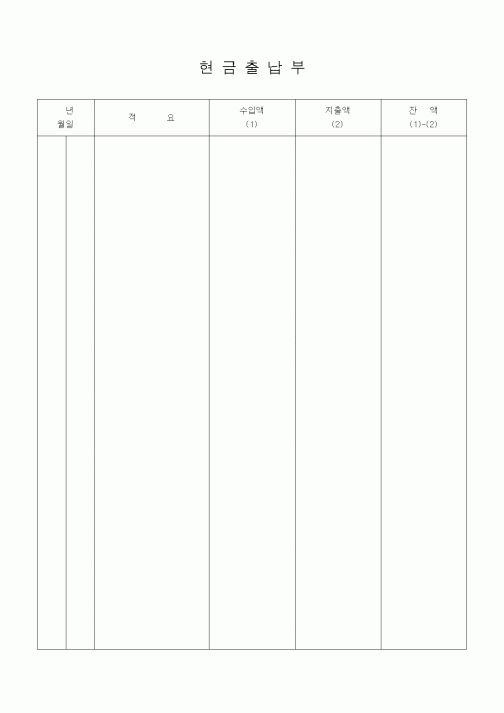 (경리)현금출납부