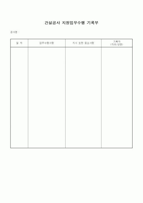 (감리업무)건설공사 지원업무수행 기록부1