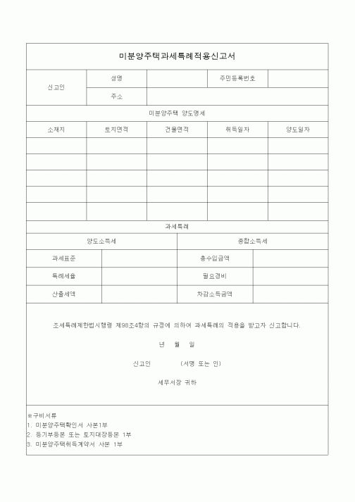 (조세특례제안)미분양주택과세특례적용신고서