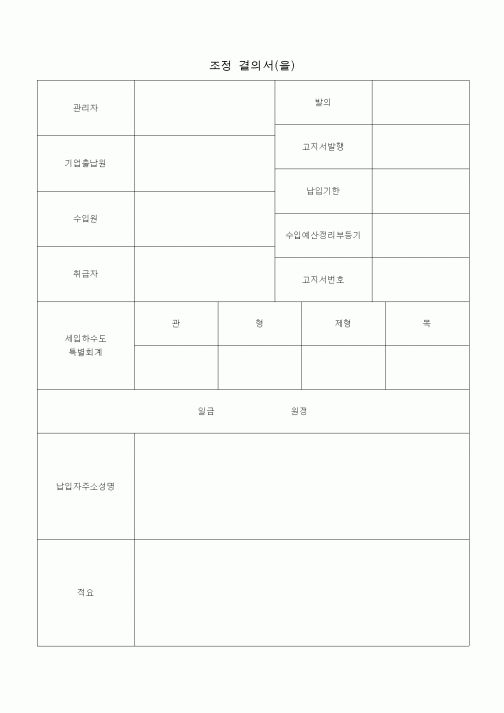 (특별소비세)조정 결의서(을)