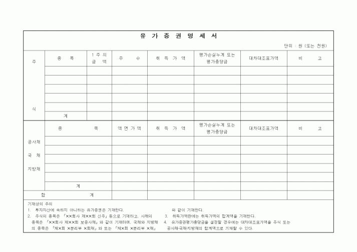 (증권거래세)유가증권명세서1