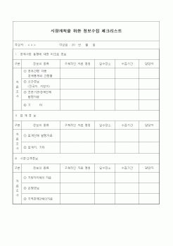 (사업계획서)시장개척을 위한 정보수집 체크리스트