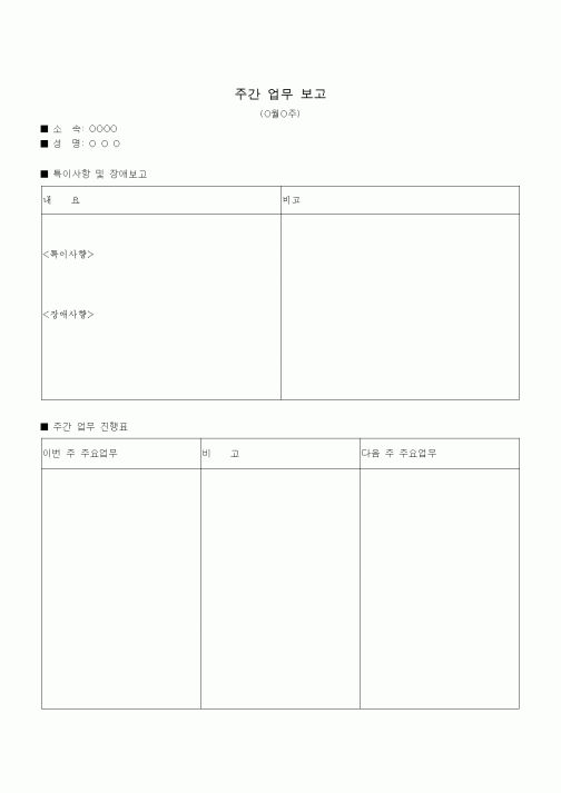 (경영)주간 업무 보고