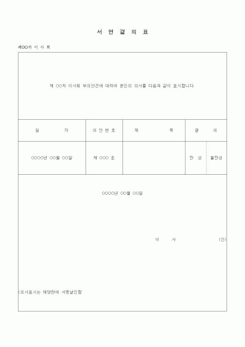 (경영)서면결의표