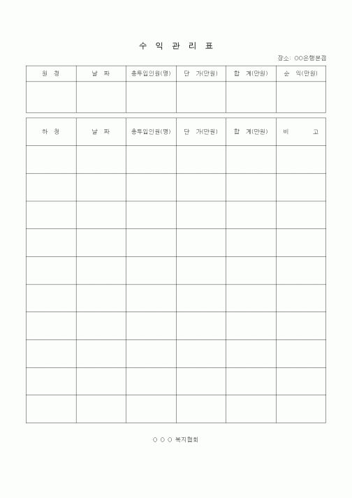 (경영)수익관리표