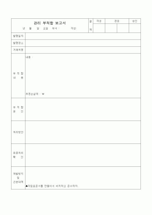 (경영)관리 부적합 보고서
