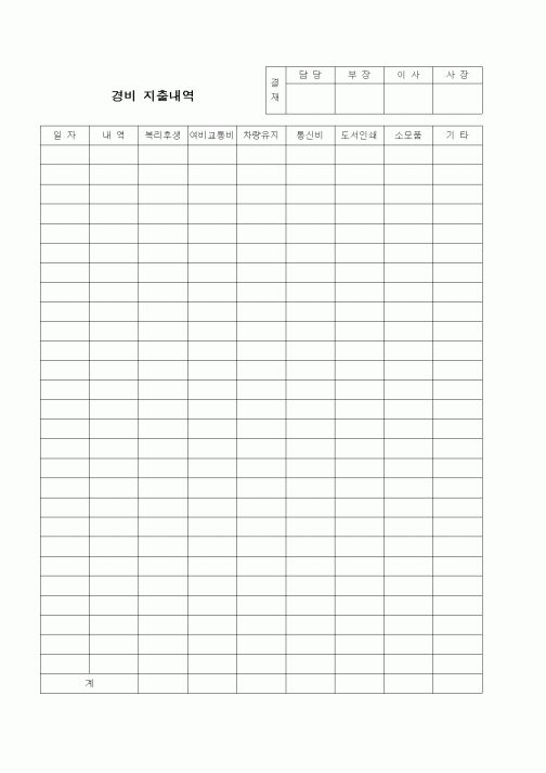 (경리)경비 지출내역