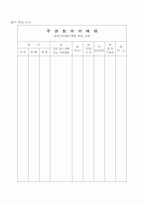 (경리)주권등의 거래장